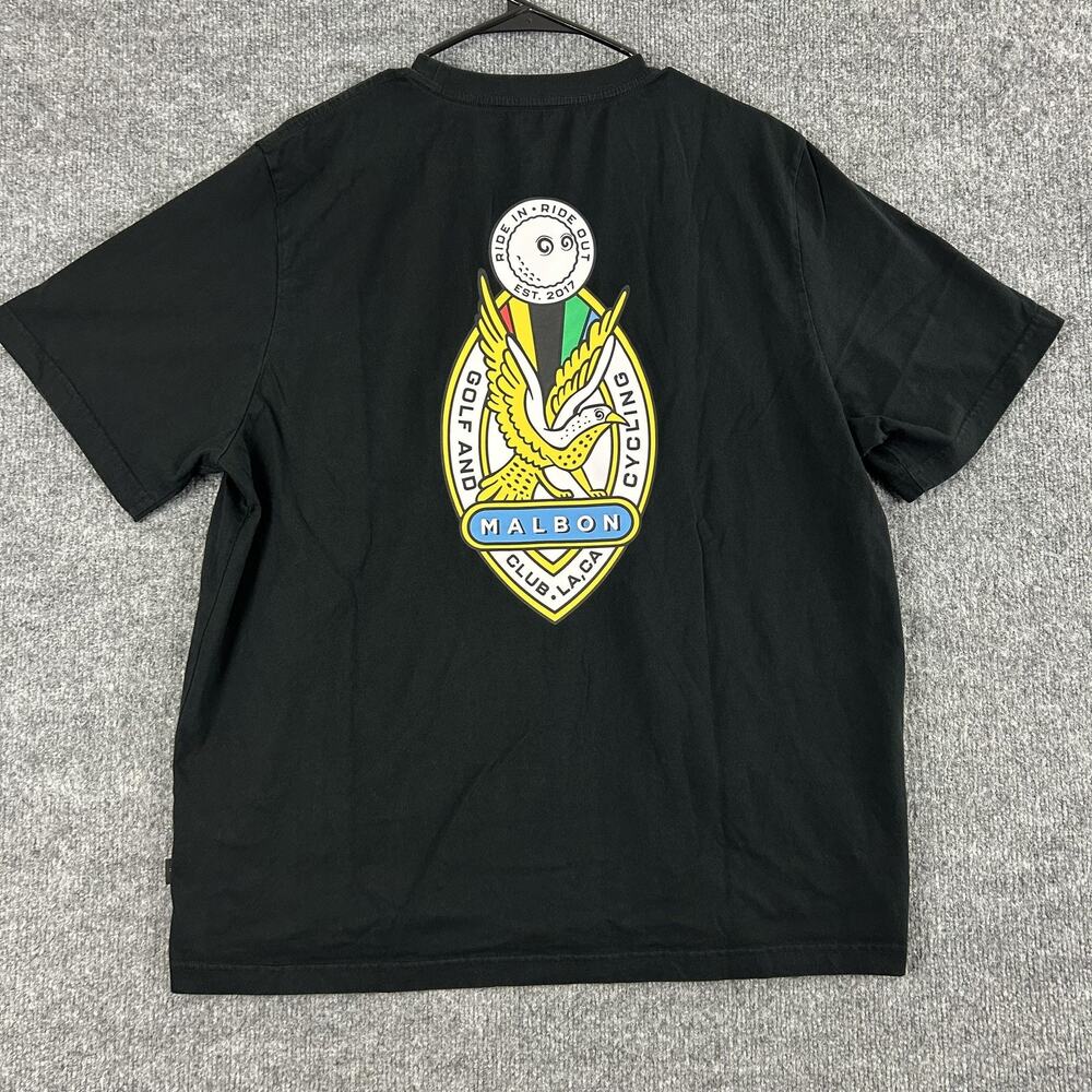 Malbon Shirt Mens Large Ride In Ride Out Golf Cycling Club Graphic Black Tee